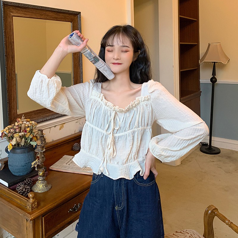 Áo sơ mi trắng nữ cổ vuông