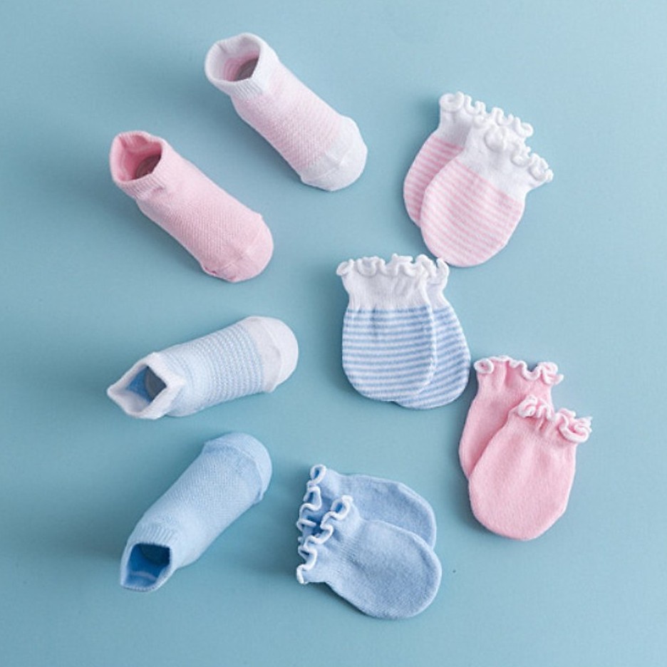 Sét bao tay chân cao cấp chất liệu cotton mềm mại thoáng khí - Bao tay sơ sinh shop BOLYN