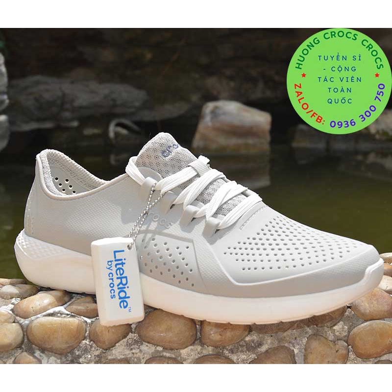 GIÀY NHỰA CROCS LITERIDE PACER XỊN ĐÉT CHO NAM MÀU XÁM FULL BOX