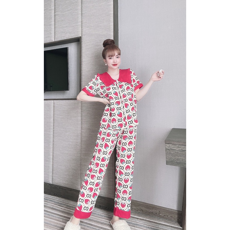 Đồ bộ pijama nữ tay ngắn quần dài lụa mango, lụa latin cao cấp  tiểu thư phối bèo hot trend giá rẻ tận xưởng, free ship