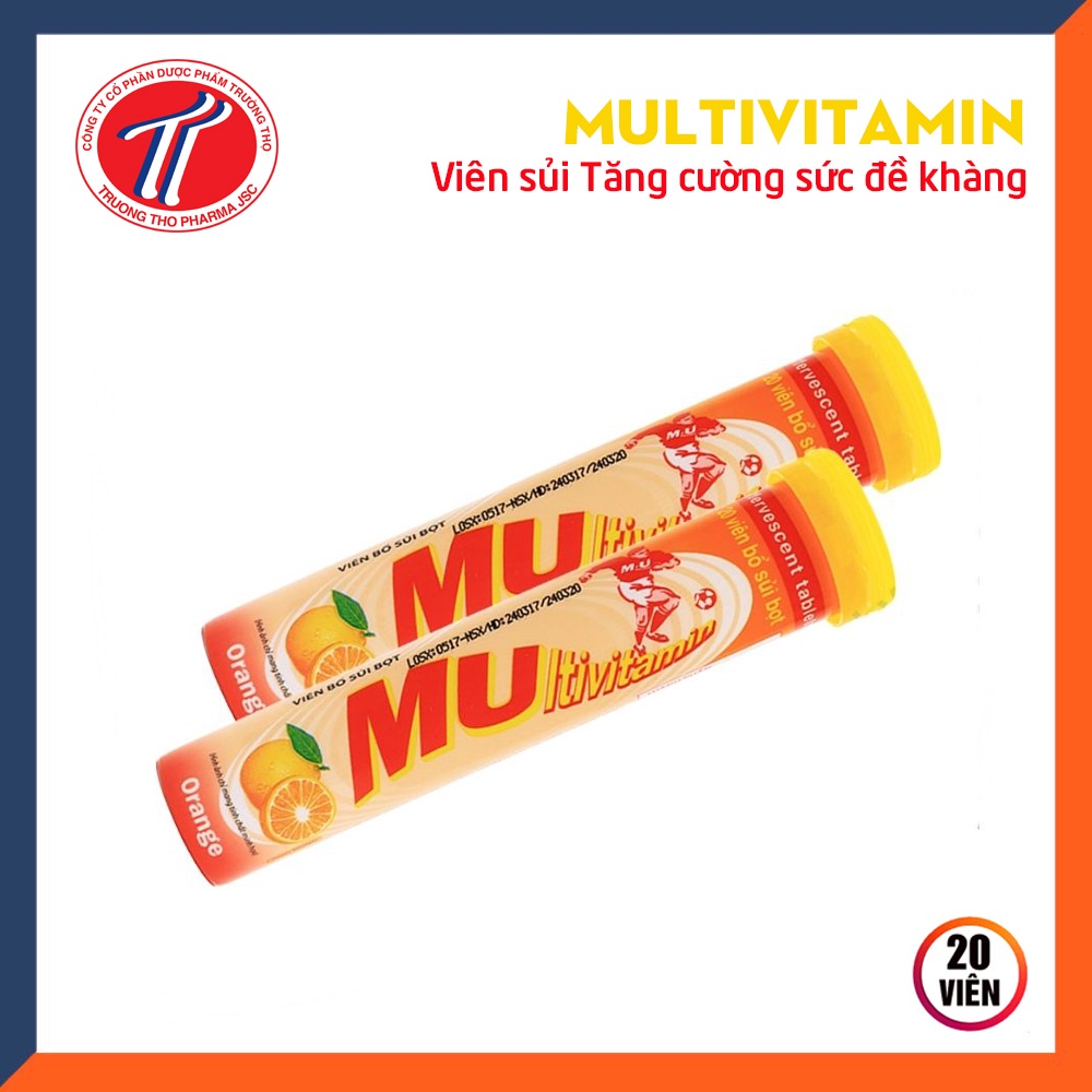 💥FREESHIP💥Viên sủi bổ sung vitamin MULTIVITAMIN Vị Cam, tăng sức đề kháng, Tuýp 20 viên - Sản phẩm Chính Hãng