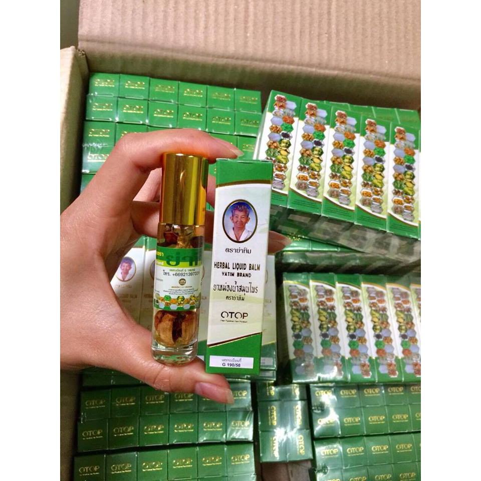 Dầu Bi Lăn ⚡𝗧𝗵𝗮́𝗶𝗹𝗮𝗻𝗱⚡ Dầu Lăn Thảo Dược 22 Vị Herbal Liquid Balm Yatim Brand Otop