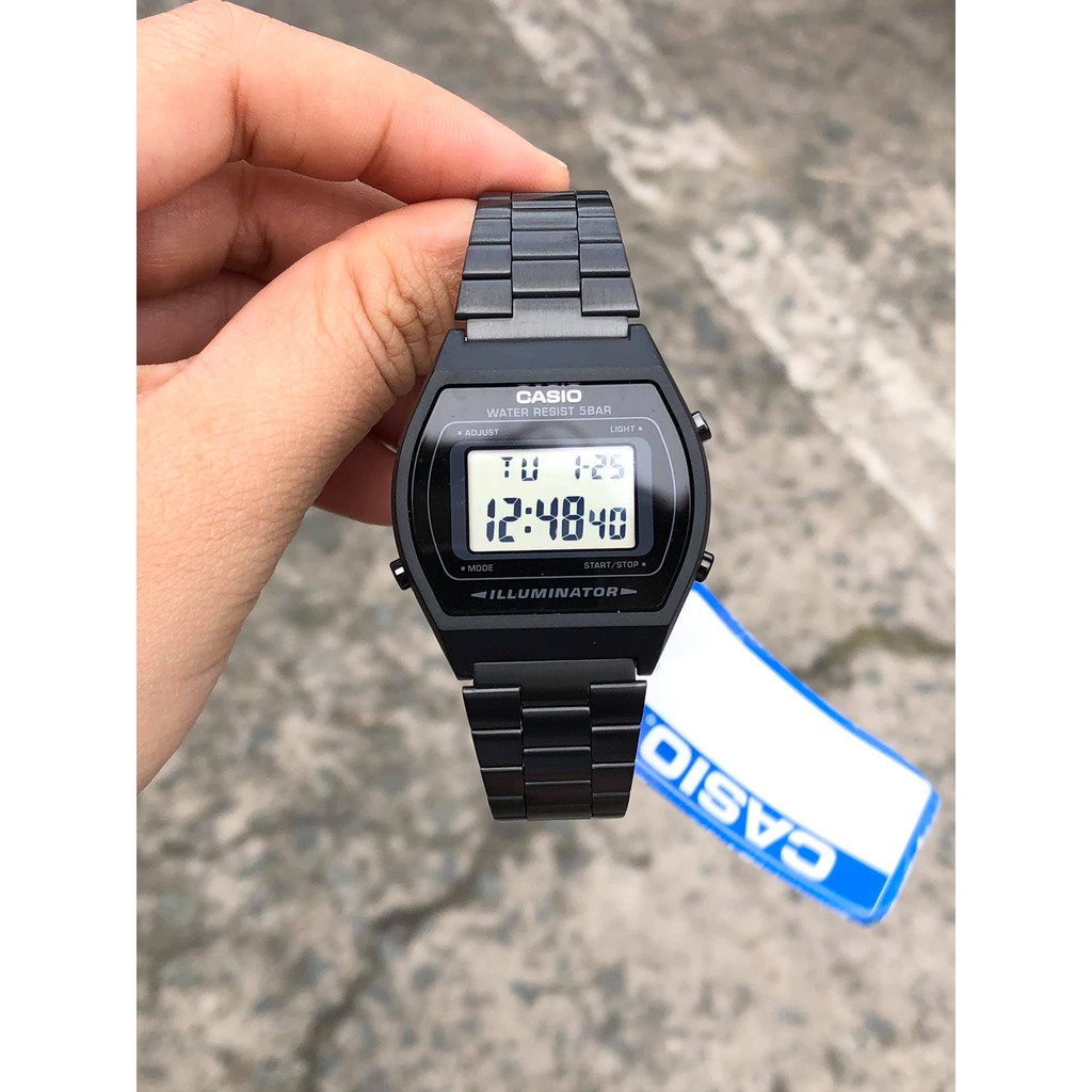 Đồng hồ Nữ Casio B640WB-1ADF, đồng hồ chính hãng, Đen màn hình trắng