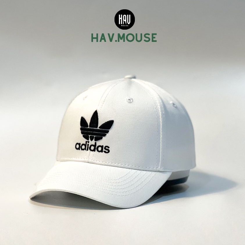 mũ nón lưỡi trai thêu chữ nổi 3D Adidas màu trắng logo đen siêu hót freesize dành cho cả nam và nữ