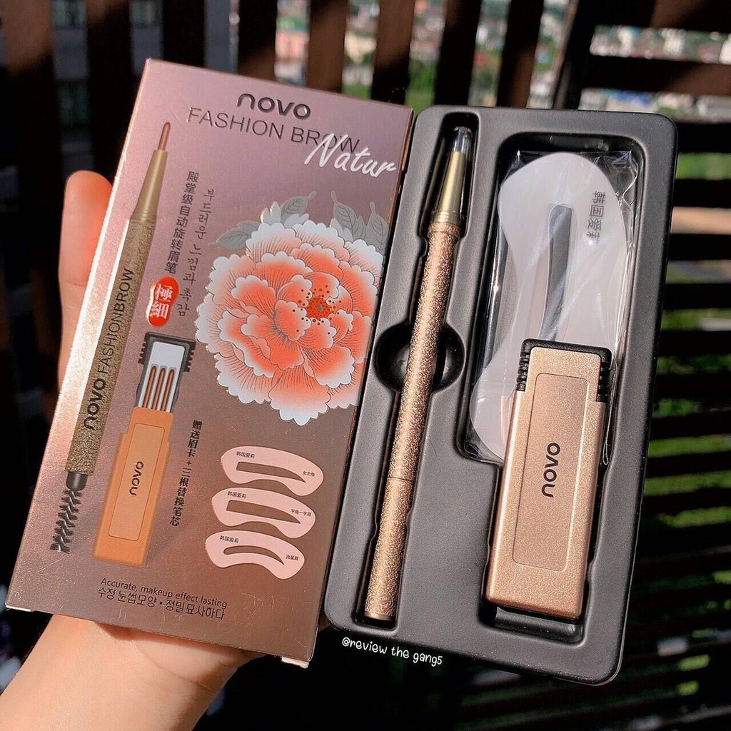 Bộ chì mày Novo & khuôn kẻ mày kèm 3 lõi phụ | BigBuy360 - bigbuy360.vn