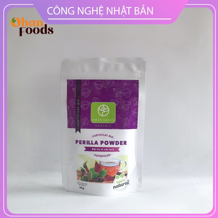 Bột Tía Tô Ohan Green Cao Cấp Organic 100%,Sấy Lạnh Nhật Bản Hỗ Trợ Giảm Cân Xóa Nám Đẹp Da,50 gram,Freeship