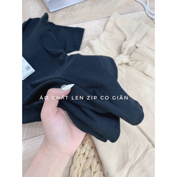 -Sét áo zip bệt vai mix chân váy về hàng