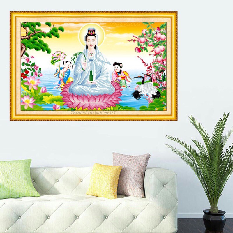 Tranh thêu chữ thập Quan Âm Bồ Tát LV3286  chưa thêu