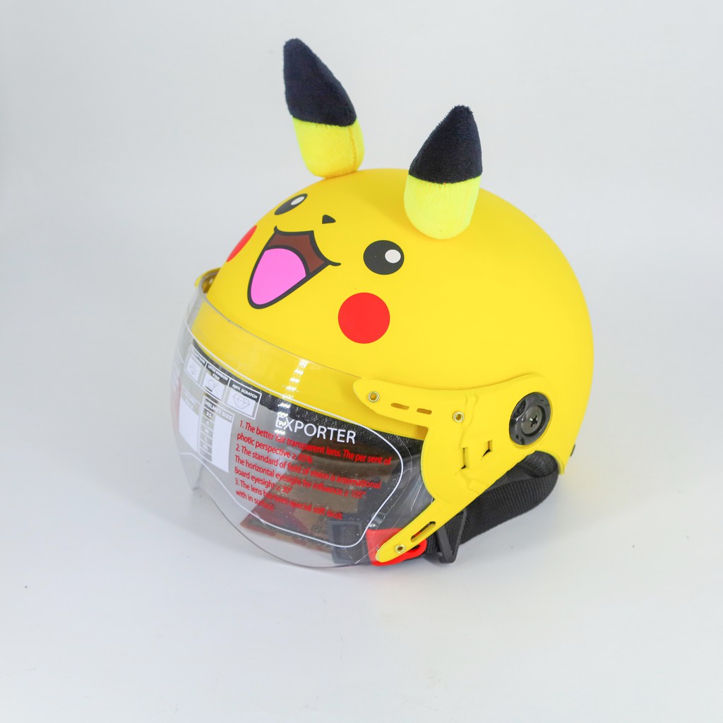 Mũ bảo hiểm trẻ em SRT - hình Pikachu vàng - Có tai và kính - cao cấp