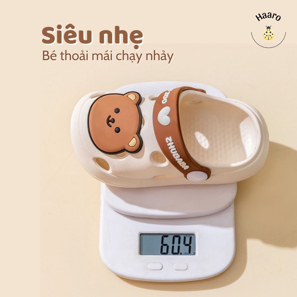 Dép sục crocs gấu cho bé siêu nhẹ chống trượt Hi Bear phong cách Hàn Quốc