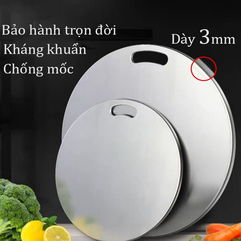 THỚT INOX SUS 304 TRÒN KHÁNG KHUẨN GIÃ ĐÔNG DỄ DÀNG VỆ SINH CHỐNG RỈ SÉT 3mm LNT