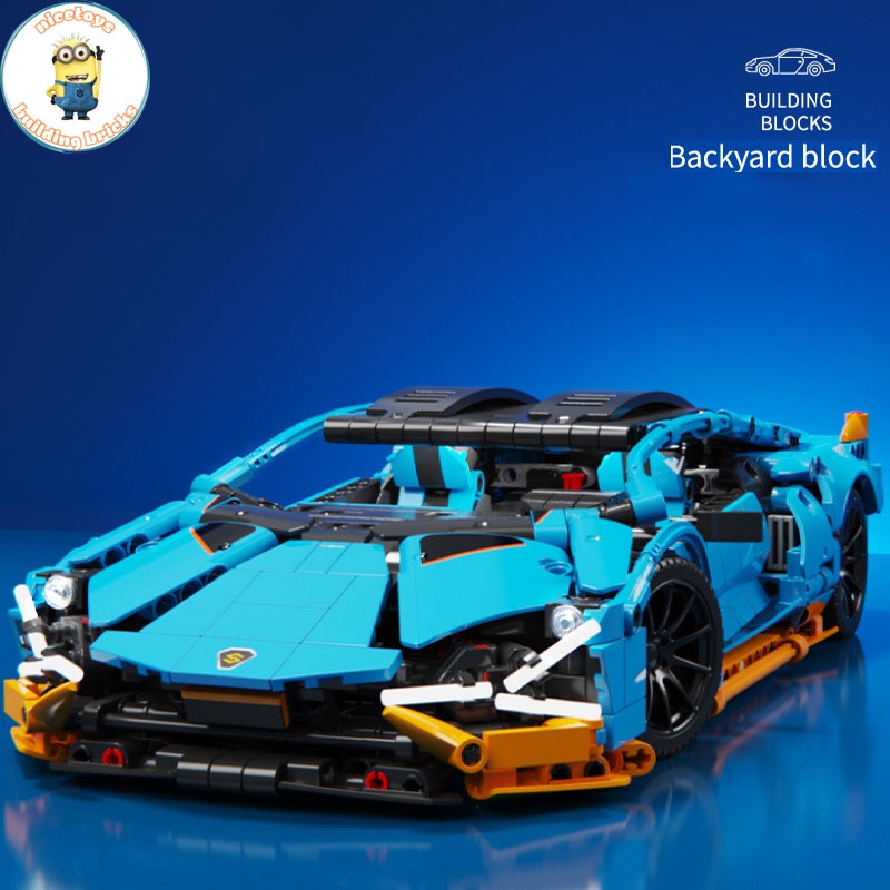 Đồ Chơi Lắp Ráp Kiểu LEGO TECHNIC Siêu Xe Lamborghini Sian Blue Điều Khiển Từ Xa RC Model 8618 Với 1161 Mảnh Ghép