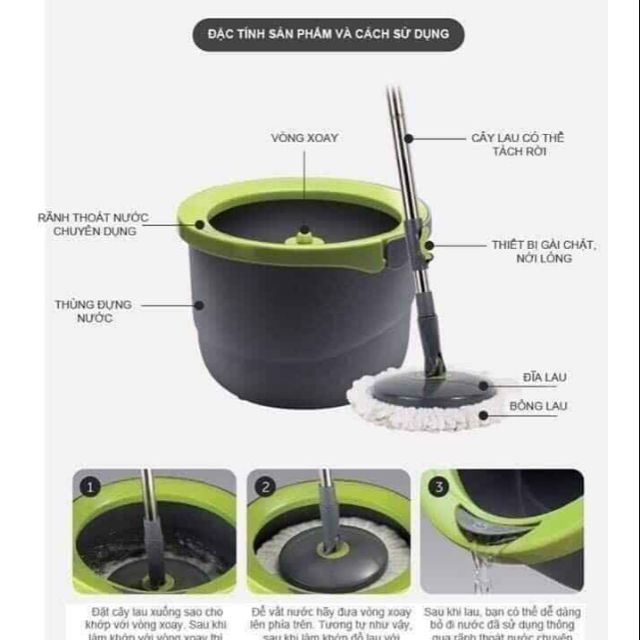 Bộ chổi lau nhà Lock&lock kèm bông lau ETM498