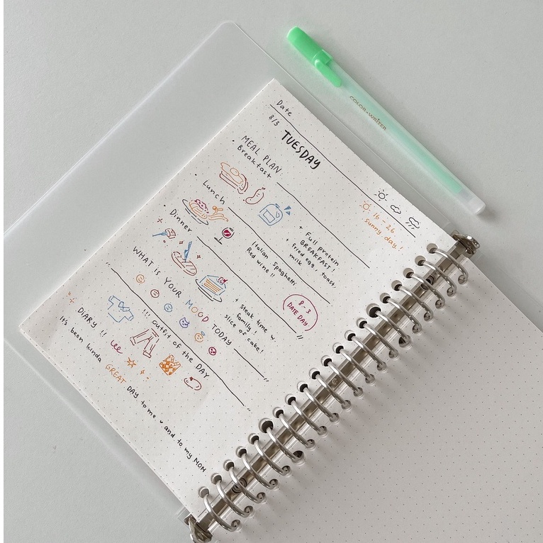 Sổ còng sắt A5 Crabit Someday 20 lỗ, 50 tờ, ruột chấm dotgrid, ruột ô vuông grid ghi chép bullet journal