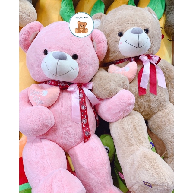 Gấu Bông Teddy Tim Lệch Đeo Nơ Cao Cấp - Gấu Bông Mina