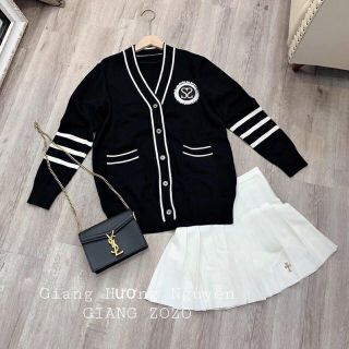 Áo khoác phối viền chất len tăm