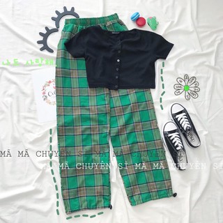 ĐỒ BỘ CROPTOP + QUẦN CARO DÂY RÚT
