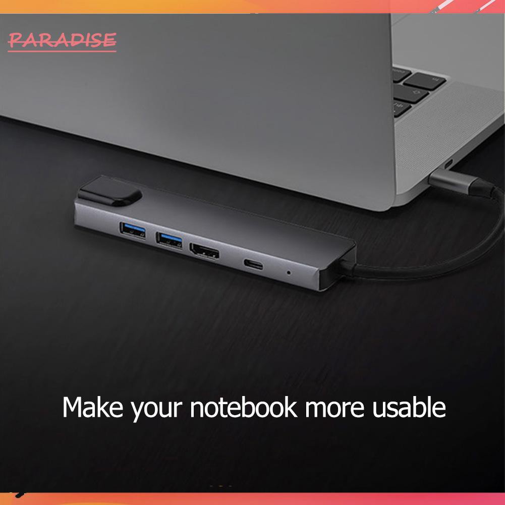 Paradise1 5 in 1 Type-C HUB Converter 4K HDMI-compatible 2 5Gbps USB3.0 65W PD RJ45 PC Adapter