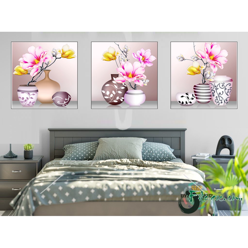 Tranh đính đá Bình Hoa Nghệ Thuật KT:146×50 cm