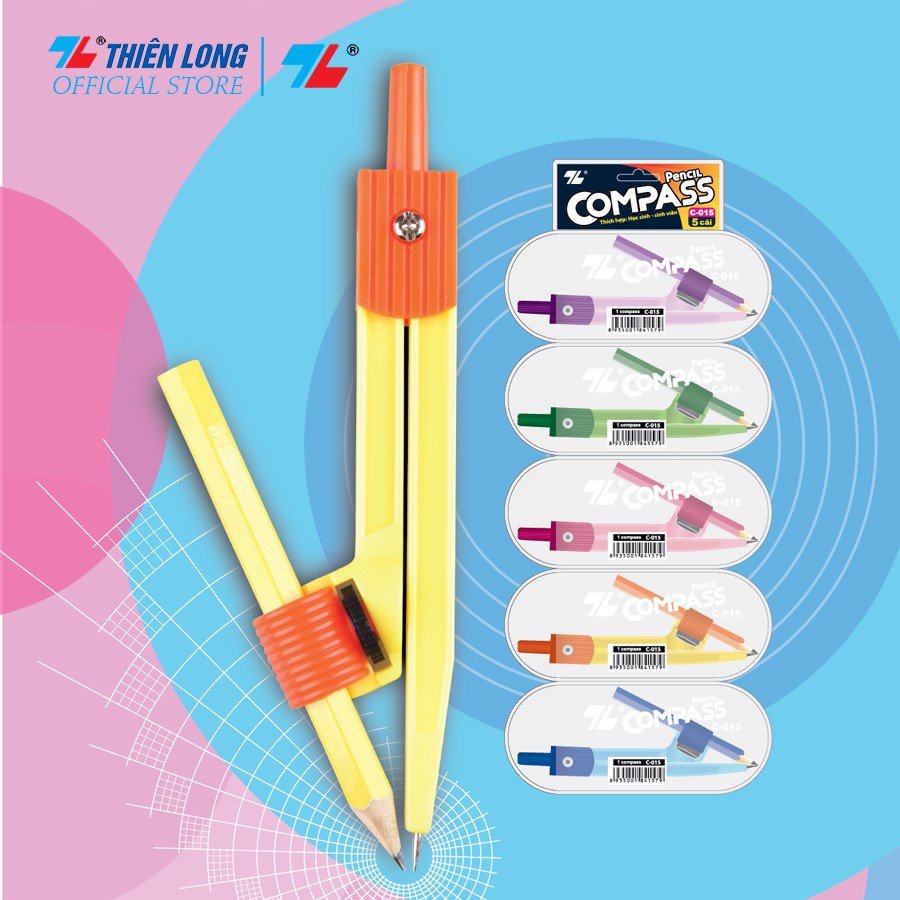 Compa Thiên Long C-015 compa học sinh bút chì gỗ chắc chắn màu sắc nổi bật ANKICO