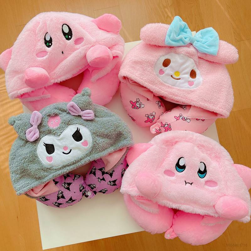 Gối Kê Cổ Hình Chữ U Có Nón Họa Tiết Jason Kirby Kuromi melody Dễ Thương