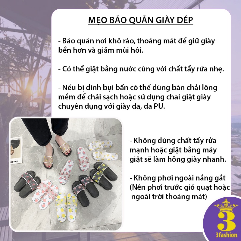 Dép Nhựa Nữ Quai Ngang Thời Trang Nhựa Cao Cấp Họa Tiết Trái Cây Êm Nhẹ Chống Nước Chống Trơn Trượt Đi Mưa - 3238