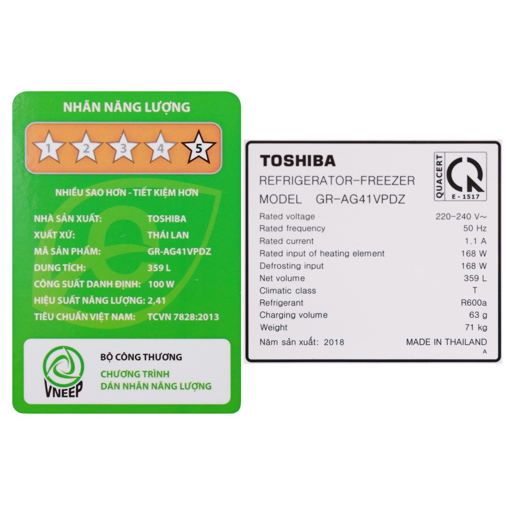 Tủ lạnh Toshiba Inverter 359 lít GR-AG41VPDZ XK