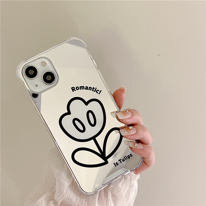 Ốp lưng iphone Ốp Điện Thoại Tráng Gương Họa Tiết Hoa Cho iPhone 13Promax 12 11 6/7/8 xr Dinuo case