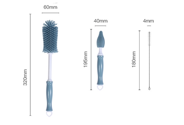 Cọ bình sữa silicon 3 chi tiết cao cấp