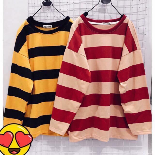 Áo thun tay dài sọc unisex
