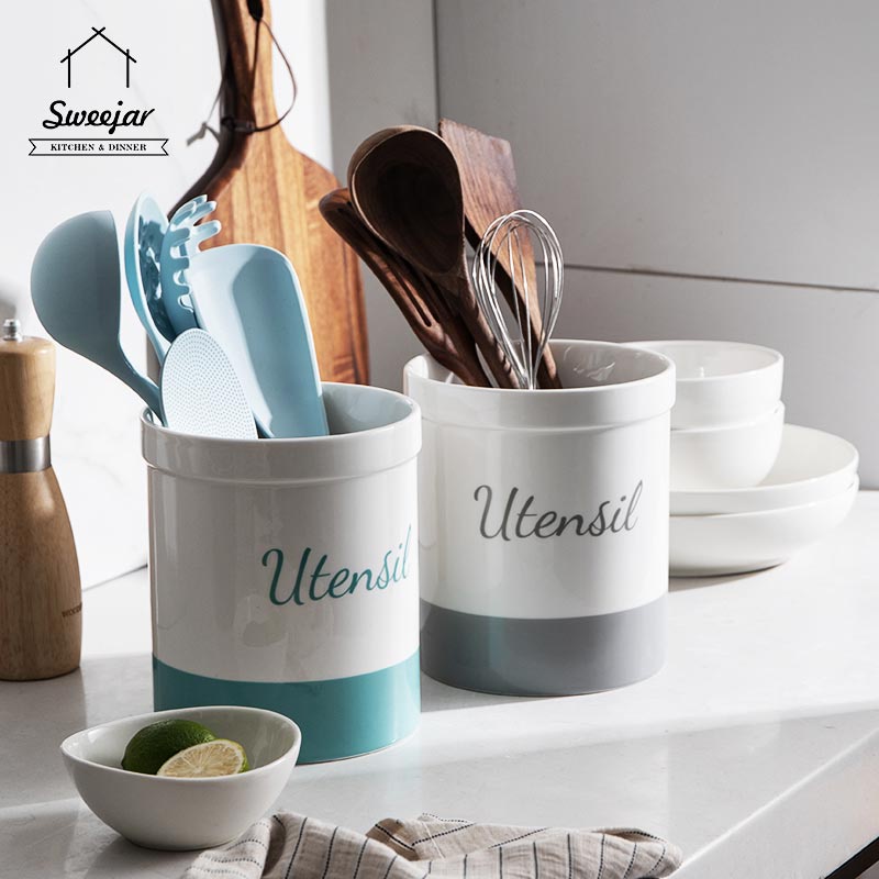 SWEEJAR Hộp đựng dụng cụ nấu ăn nhà bếp chất liệu sứ