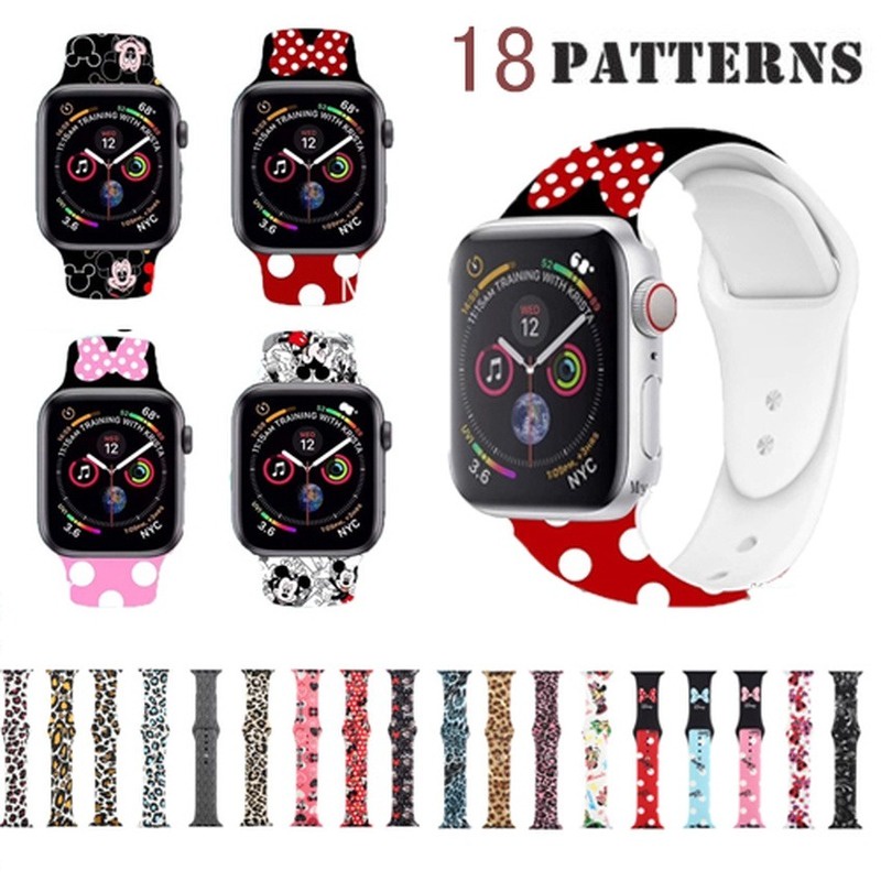 Hoạt Hình Dây Đeo Silicon In Hình Mickey Minnie Cho Đồng Hồ Thông Minh Apple Watch Se 6 5 4 3 2 1 Iwatch Se Series 40mm 44mm 38mm 42mm