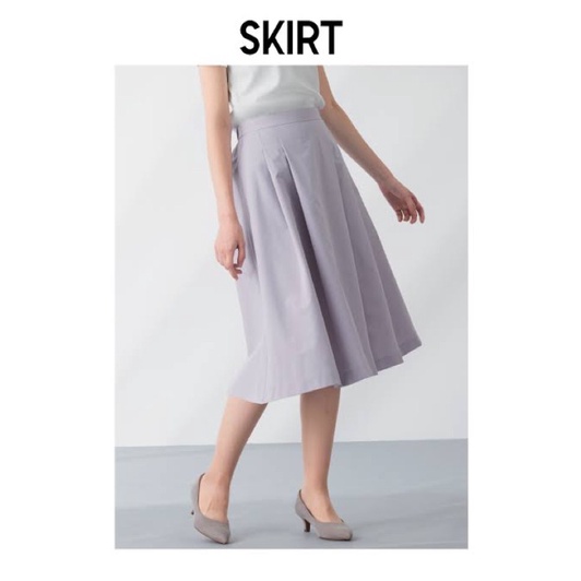 Váy midi Uniqlo phồng nhẹ xếp ly
