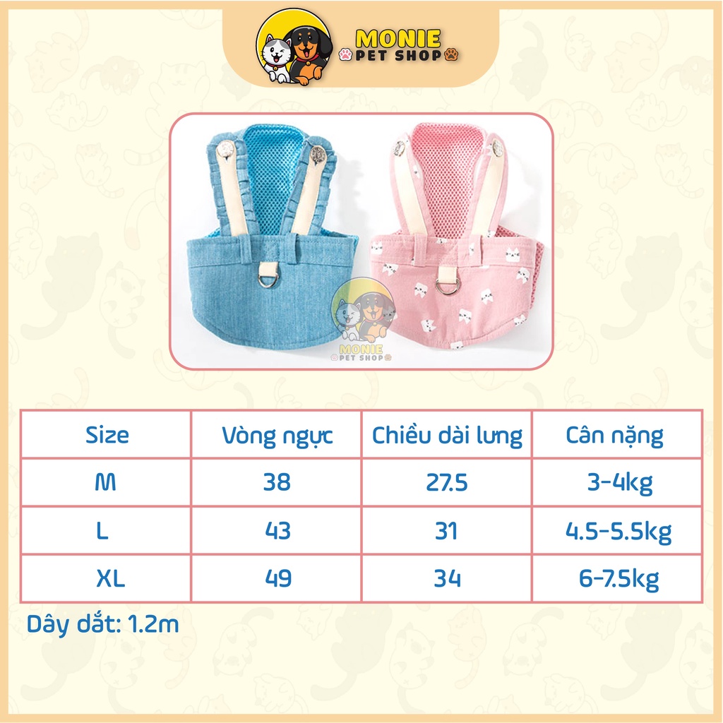 [Hỏa tốc] Dây yếm dắt chó mèo, thú cưng đi dạo phong cách dễ thương