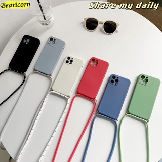 Ốp Điện Thoại Silicone Mềm Màu Trơn Có Dây Đeo Chéo Cho Huawei P20 P30 Pro Lite Nova 4e