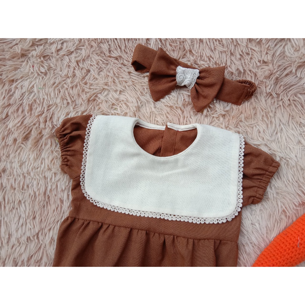 Trang phục vintage body cho bé gái kèm nơ