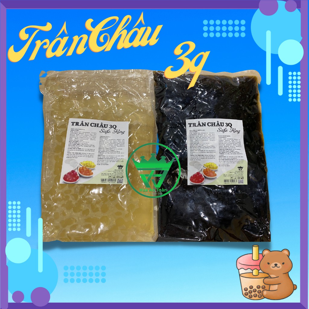 Trân Châu 3Q Ngọc Trai Đen/Trắng - Giòn,Ngon Nguyên Liệu Trà Chanh, Trà Sữa Gói 1Kg
