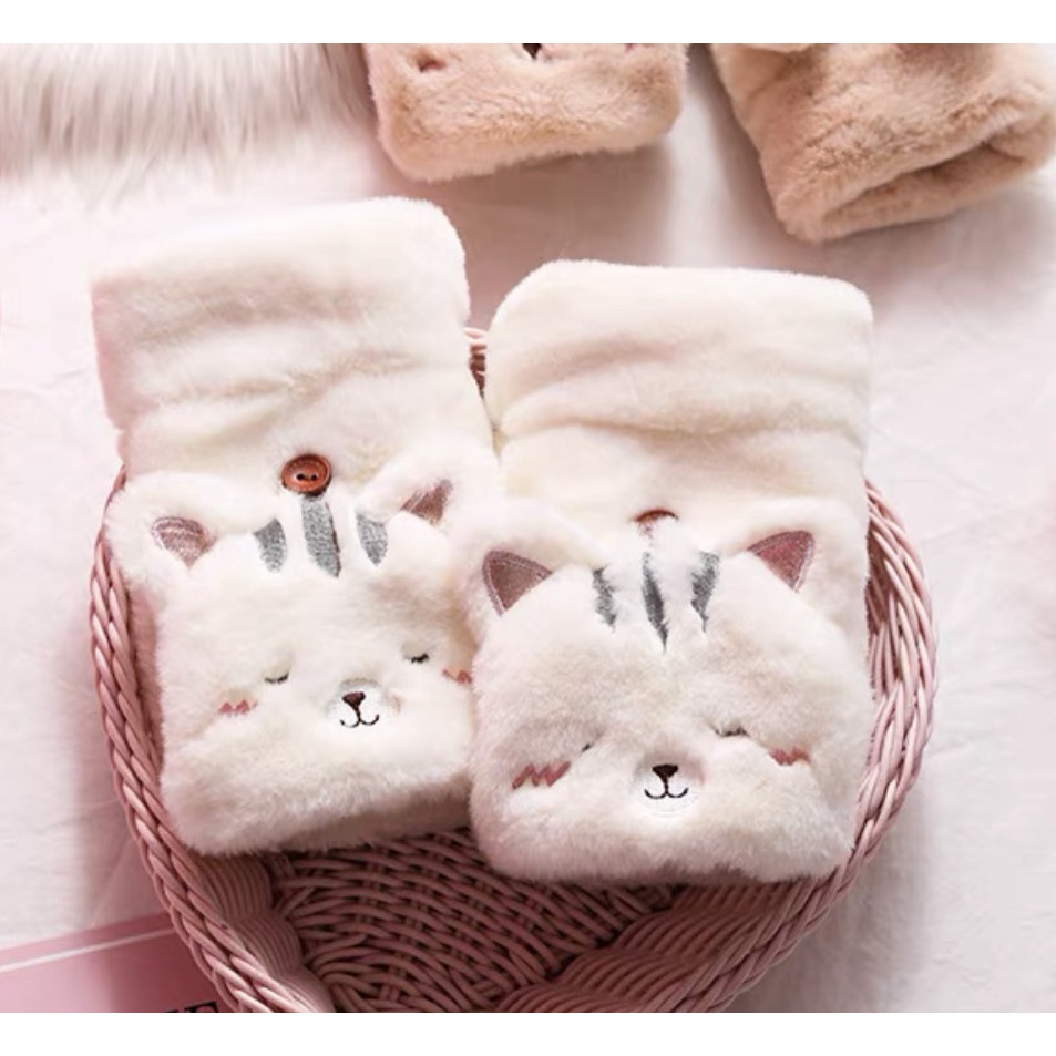 [Rẻ Vô Địch] Găng Tay Lông Thỏ Hình Mèo Cute - Găng Tay Lông Cao Cấp