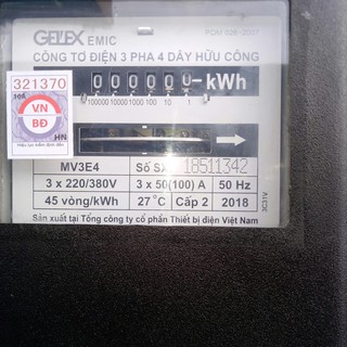 Công tơ điện 3 pha 50/100A 220/380V Emic