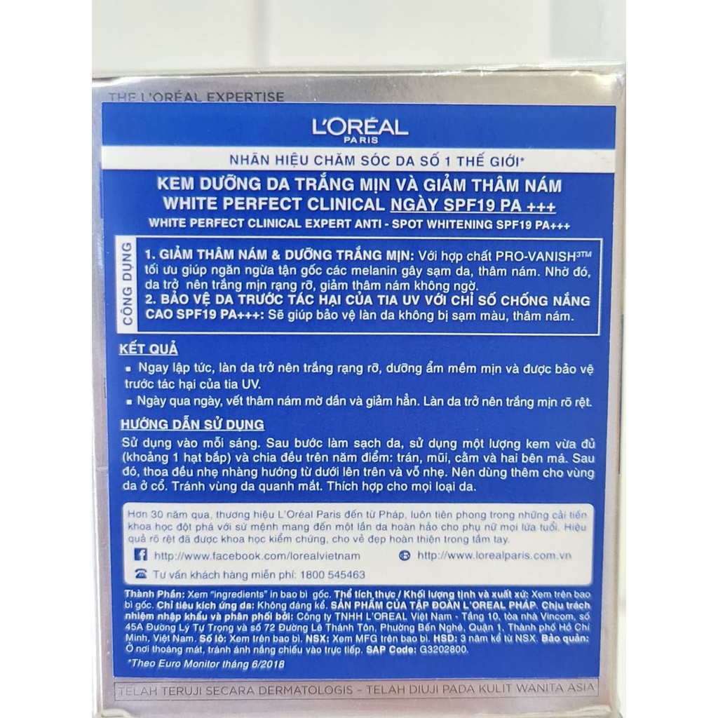 Bộ 4 Sản Phẩm Dưỡng Trắng Da Mờ Thâm Nám L'Oreal White Perfect Clinical