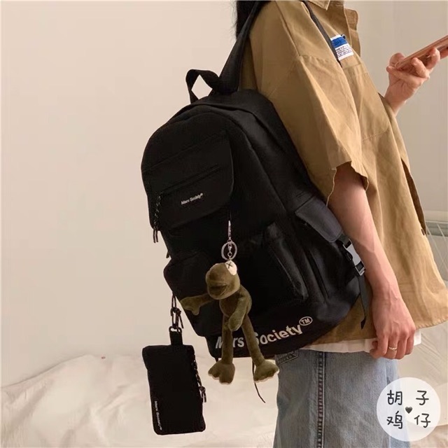 (Sẵn) Balo unisex nam/nữ học sinh sinh viên Ulzzang Hàn Quốc kèm gấu bông