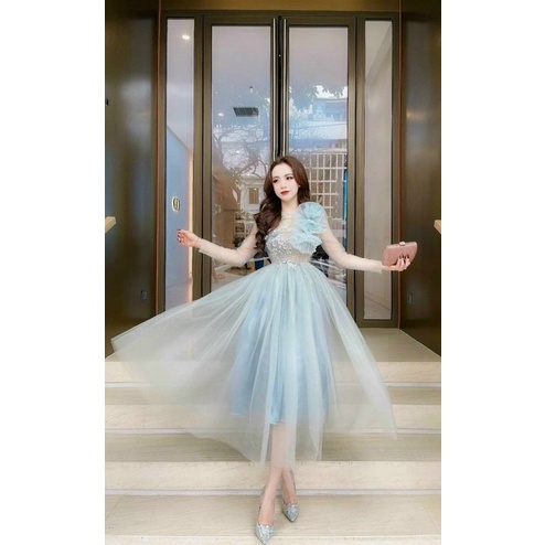 ĐẦM CÔNG CHÚA ĐÍNH HOA KẾT HẠT FULL SIZE S/M/L/xL