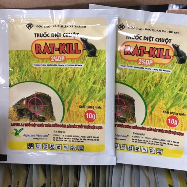 Thuốc trừ chuột , thuốc diệt chuột Rat -Kill 2% DP gói 10gr