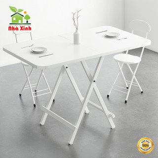 Bàn ăn gấp gọn tiện lợi, mặt bàn gỗ chân hợp kim cao cấp kt : 100 x 60 x 74 cm