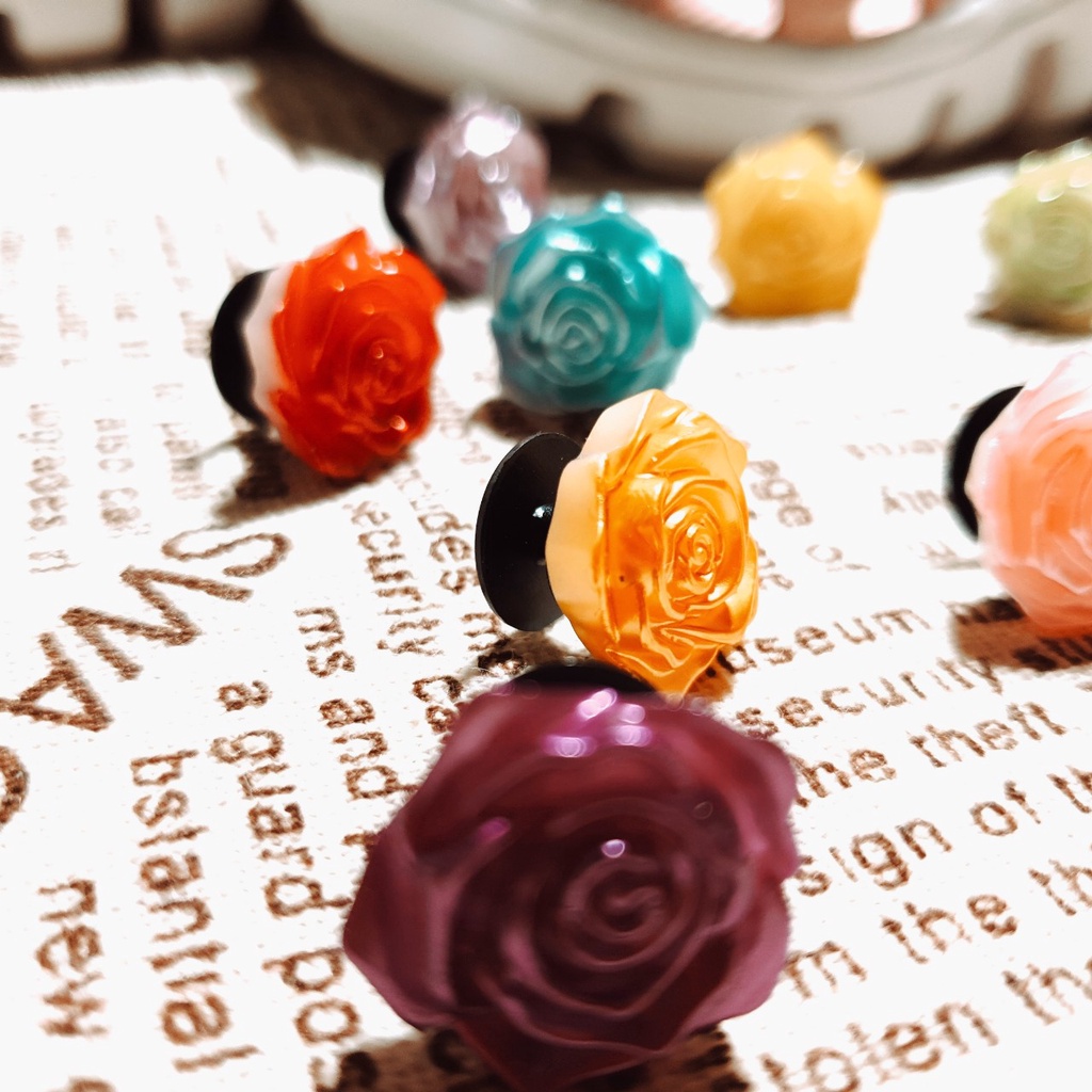 Sticker charms dán dép / nút gắn hkdesign mẫu hoa hồng mới loại đá cứng