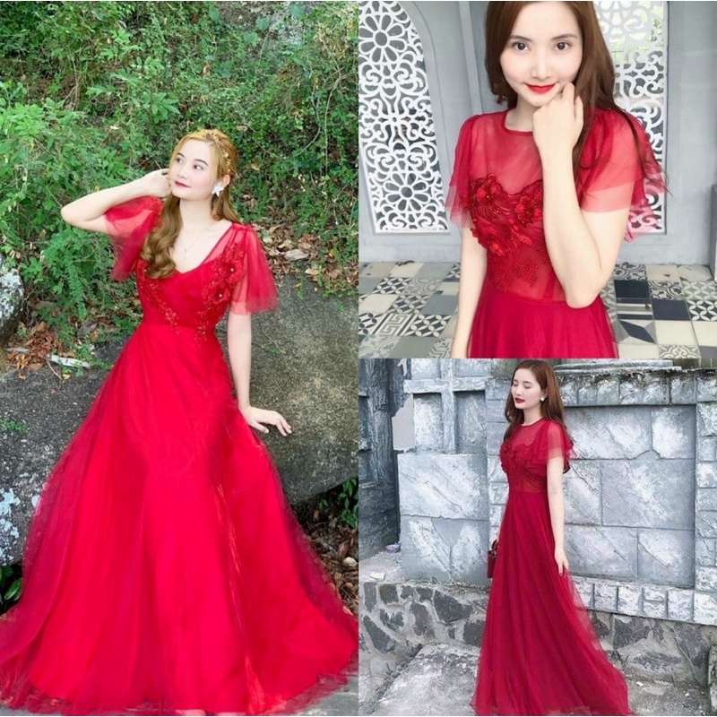 ĐẦM MAXI DỰ TIỆC HOA TAY LOE full size S/M/L/XL