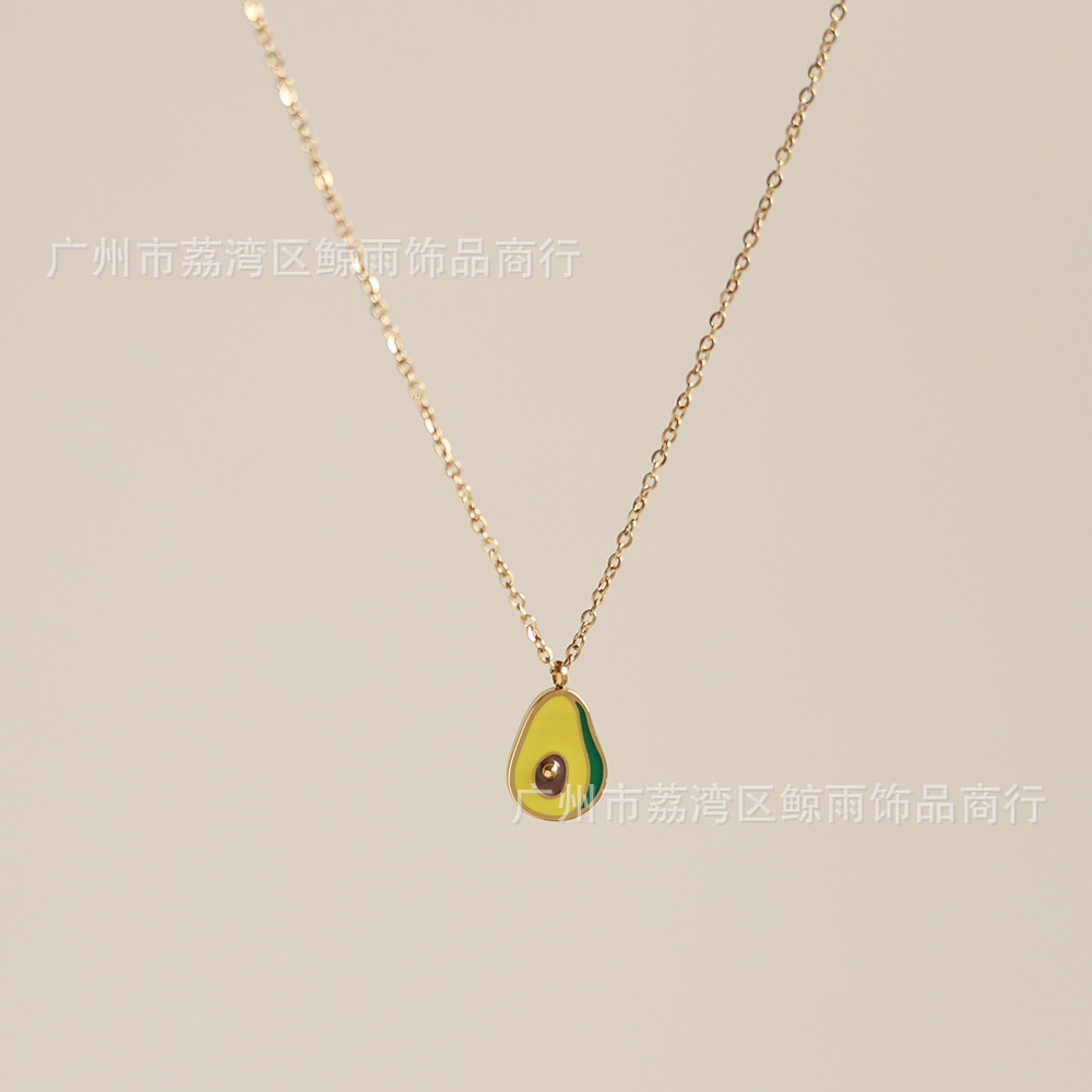 Dây Chuyền Thép Titan Mạ Vàng Hình Quả Bơ Màu Sắc Xinh Xắn Xl200 Mori