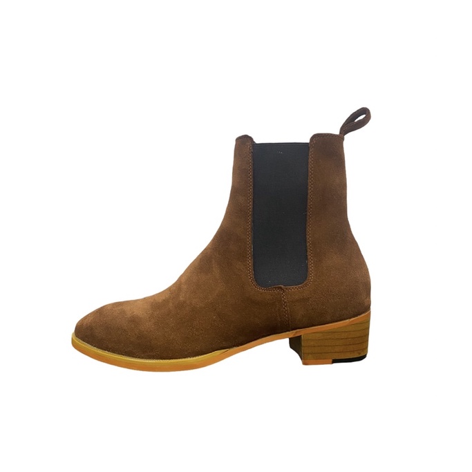[5cm Heels] Chelsea Boots Tobacco, giày bốt da lộn