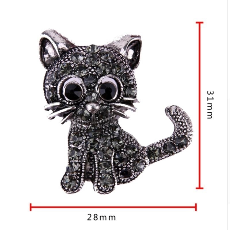 New Design Fashion Jewelry Women Ladies Crystal Rhinestone Vintage Coat Shirt Clips Cute Little Cat Retro Brooch Pin