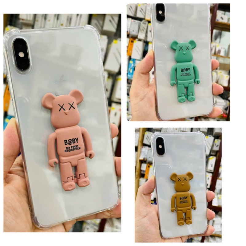 [ Gấu Hồng - Xanh lá - Nâu ] Ốp lưng chống sốc Gấu KAWS kèm giá đỡ dựng điện thoại cho iPhone 6 đến 13pro max